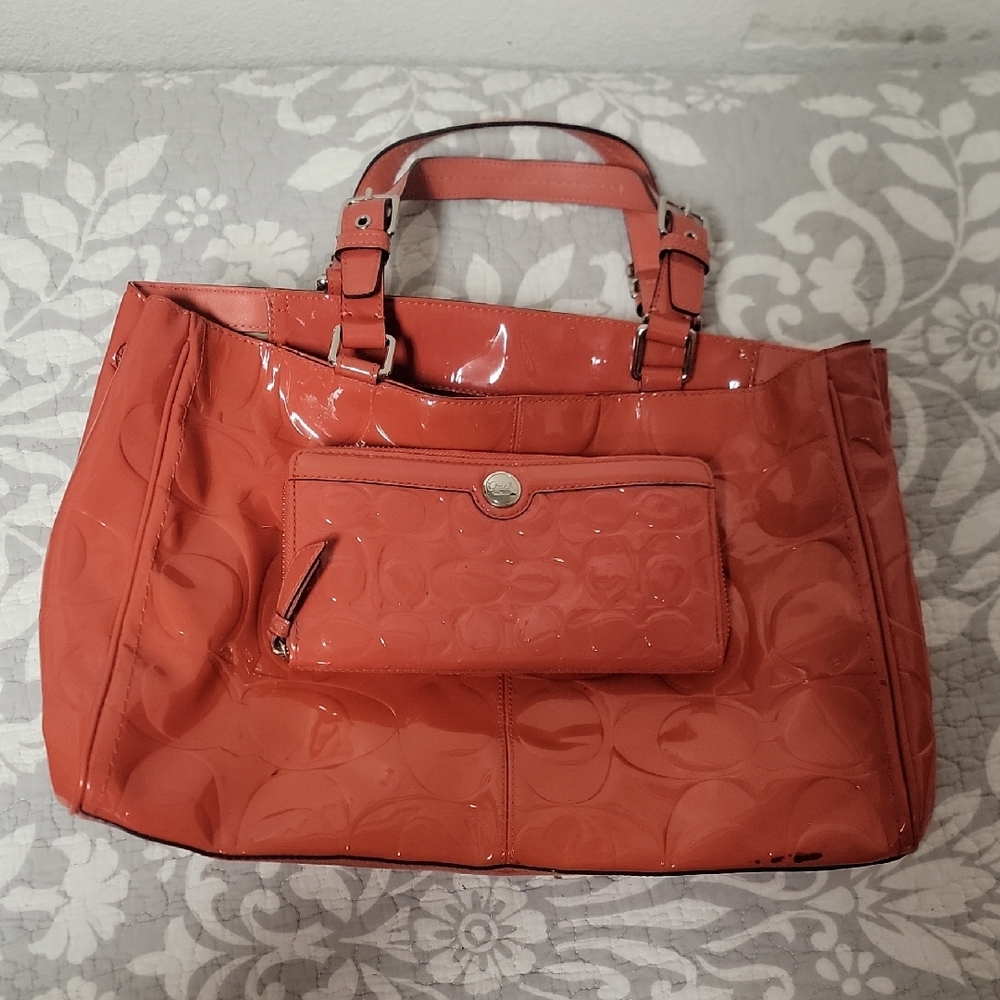 Coach Glossy Coral Tote Bag